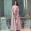 Chic / Beautiful Grey Evening Dresses  2019 A-Line / Princess Off-The-Shoulder Lace Flower Bow Short Sleeve Backless Floor-Length / Long Formal Dresses