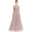 Chic / Beautiful Pearl Pink Evening Dresses  2019 A-Line / Princess Scoop Neck Beading Rhinestone Crystal Pearl Sleeveless Backless Floor-Length / Long Formal Dresses