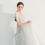 Chic / Beautiful Grey Prom Dresses 2019 A-Line / Princess Square Neckline Beading Rhinestone Sleeveless Backless Floor-Length / Long Formal Dresses
