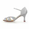 Fashion Silver Street Wear Womens Sandals 2021 Ankle Strap 7 cm Stiletto Heels Open / Peep Toe Sandals High Heels