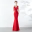 Chic / Beautiful Solid Color Burgundy Evening Dresses  2019 Trumpet / Mermaid V-Neck Beading Crystal Sleeveless Backless Floor-Length / Long Formal Dresses