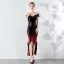 Scintillantes Bordeaux Robe De Soirée 2019 De l'épaule Paillettes Manches Courtes Dos Nu Asymétrique Robe De Ceremonie