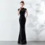 Chic / Beautiful Burgundy Evening Dresses  2019 Trumpet / Mermaid High Neck Beading Tassel Crystal Sequins Short Sleeve Floor-Length / Long Formal Dresses
