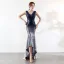 Scintillantes Bordeaux Doré Robe De Soirée 2019 Trompette / Sirène V-Cou Paillettes Sans Manches Dos Nu Asymétrique Robe De Ceremonie