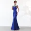 Élégant Champagne Robe De Soirée 2019 Trompette / Sirène Encolure Dégagée Perlage Perle Faux Diamant Sans Manches Longue Robe De Ceremonie