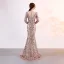 Charmant Doré Robe De Soirée 2019 Trompette / Sirène V-Cou Paillettes 3/4 Manches Dos Nu Fendue devant Longue Robe De Ceremonie