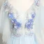 Chic / Beautiful Sky Blue Evening Dresses  2019 A-Line / Princess V-Neck Pearl Rhinestone Lace Flower Short Sleeve Backless Floor-Length / Long Formal Dresses