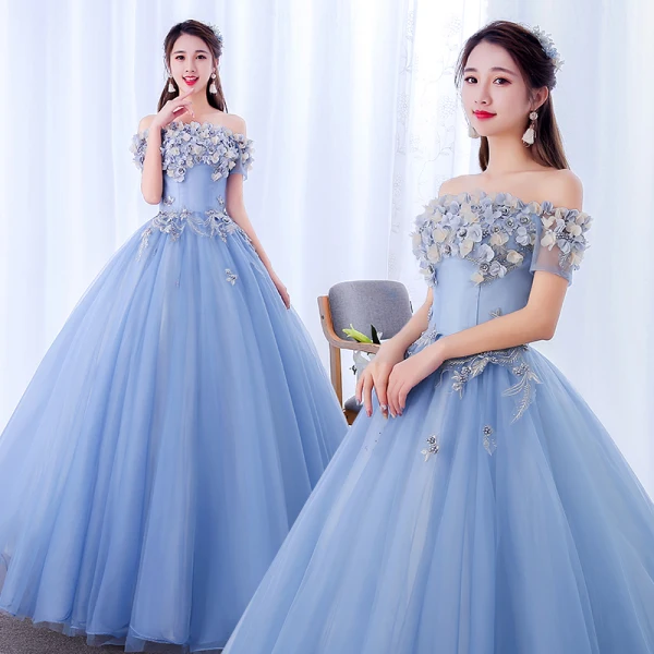 Elegant Candy Pink Prom Dresses 2019 Ball Gown Off-The-Shoulder Pearl Lace Flower Appliques Short Sleeve Backless Floor-Length / Long Formal Dresses