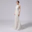 Sexy Champagne Lace Flower Wedding Dresses 2021 Trumpet / Mermaid Scoop Neck Sleeveless Backless Sweep Train Wedding