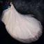 Charmant Ivoire Robe De Mariée 2019 Robe Boule De l'épaule Perlage Paillettes Manches Courtes Dos Nu Cathedral Train