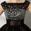 Chic / Belle Noire Robe De Cocktail 2018 Robe Boule Cristal Paillettes Dentelle Encolure Carrée Sans Manches Courte Robe De Ceremonie
