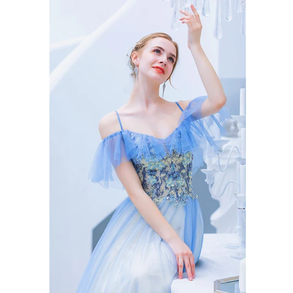 Chic / Beautiful Pool Blue Evening Dresses 2019 A-Line / Princess Spaghetti Straps Beading Lace Flower Short Sleeve Backless Floor-Length / Long Formal Dresses