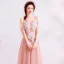 Elegant Pearl Pink Evening Dresses  2019 A-Line / Princess Spaghetti Straps Rhinestone Lace Flower Short Sleeve Backless Floor-Length / Long Formal Dresses