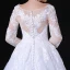 Chic / Belle Blanche Robe De Mariée 2018 Princesse En Dentelle Fleur V-Cou Manches Longues Chapel Train Mariage