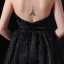 Sexy Black Evening Dresses  2018 A-Line / Princess V-Neck Halter Backless Sleeveless Court Train Formal Dresses