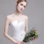 Simple Blanche Robe De Mariée 2019 Princesse Bustier En Dentelle Perle Fleur Sans Manches Dos Nu Train De Balayage