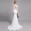 Chic / Beautiful White Wedding Dresses 2019 Trumpet / Mermaid V-Neck Lace Flower Sleeveless Backless Sweep Train