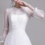 Modest / Simple White Beach Wedding Dresses 2019 A-Line / Princess Scoop Neck Pearl Lace Flower 3/4 Sleeve Floor-Length / Long