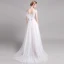 Chic / Belle Champagne Plage Robe De Mariée 2019 Princesse Bretelles Spaghetti En Dentelle Fleur Sans Manches Dos Nu Train De Balayage