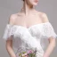 Chic / Belle Champagne Plage Robe De Mariée 2019 Trompette / Sirène De l'épaule En Dentelle Fleur Manches Courtes Dos Nu Train De Balayage