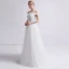 Edles Weiß Brautkleider / Hochzeitskleider 2019 A Linie Off Shoulder Perle Spitze Blumen Ärmellos Rückenfreies Sweep / Pinsel Zug