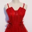 Chic Couleur Unie Rouge Robe De Soirée 2019 Princesse Bretelles Spaghetti Perlage En Dentelle Fleur Appliques Perle Sans Manches Dos Nu Longue Robe De Ceremonie