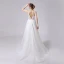 Elegant Ivory Glitter Wedding Dresses 2021 A-Line / Princess Beading V-Neck Sleeveless Backless Sweep Train Wedding
