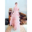 Chic / Belle Rose Bonbon Robe De Soirée 2019 Princesse Bretelles Spaghetti Sans Manches Dos Nu Volants en Cascade Longue Robe De Ceremonie