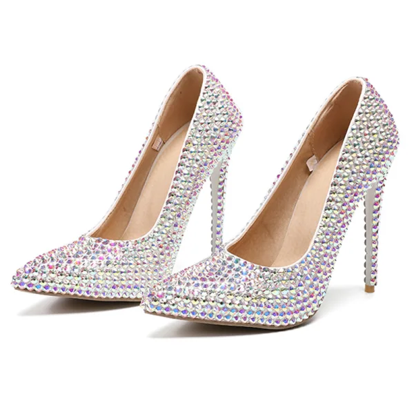 Charmant Multi-Kleuren Bruidsschoenen 2019 Rhinestone 11 cm Naaldhakken / Stiletto Spitse Neus Huwelijk Pumps
