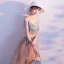Modern / Fashion Champagne Evening Dresses  2019 A-Line / Princess Spaghetti Straps Lace Flower Sequins Tassel Sleeveless Ankle Length Formal Dresses