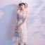 Charmant Champagne Robe De Soirée 2019 Princesse De l'épaule Appliques En Dentelle Fleur Paillettes Gland Sans Manches Dos Nu Thé Longueur Robe De Ceremonie