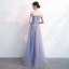 Charmant Lavande Robe De Soirée 2019 Princesse De l'épaule Perlage Perle En Dentelle Fleur Manches Courtes Dos Nu Longue Robe De Ceremonie