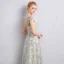 Chic / Beautiful Grey Bridesmaid Dresses 2018 A-Line / Princess Sash Glitter Scoop Neck Backless Short Sleeve Floor-Length / Long Wedding Party Dresses