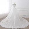 Chic / Beautiful Ball Gown Wedding Dresses 2017 Long Sleeve Appliques Sequins Lace Trumpet / Mermaid Detachable Chapel Train