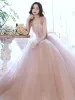 Charming Dusky Pink Prom Dresses 2021 A-Line / Princess Strapless Beading Pearl Sleeveless Backless Floor-Length / Long Prom Formal Dresses