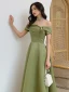 Modest / Simple Clover Green Prom Dresses 2021 A-Line / Princess Short Sleeve Backless Floor-Length / Long Prom Formal Dresses