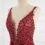 Scintillantes Charmant Bordeaux Robe De Bal Robe De Soirée 2021 Princesse Bretelles Spaghetti Perlage Paillettes Sans Manches Dos Nu Longue Promo Robe De Ceremonie