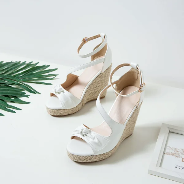 Fashion Yellow Street Wear Waterproof Womens Sandals 2021 Ankle Strap 11 cm Platform Wedges Open / Peep Toe Sandals