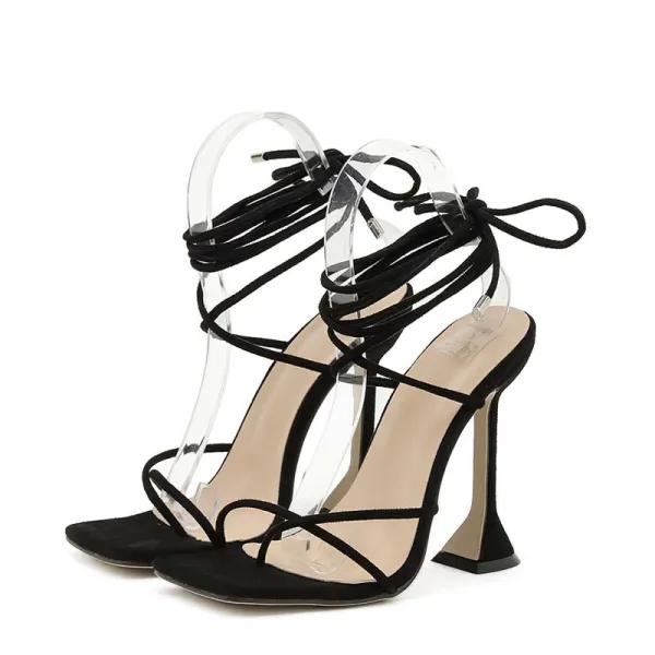 Sexy Pool Blue Resort Wear Womens Sandals 2021 Ankle Strap 11 cm Stiletto Heels Open / Peep Toe Sandals High Heels