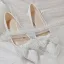 Charmant Ivoire Chaussure De Mariée 2021 Cuir Perle Faux Diamant Noeud 10 cm Talons Aiguilles À Bout Pointu Mariage Escarpins Talons Hauts