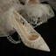 Charming White Lace Flower Wedding Shoes 2021 Bow 6 cm Stiletto Heels Pointed Toe Wedding Pumps High Heels