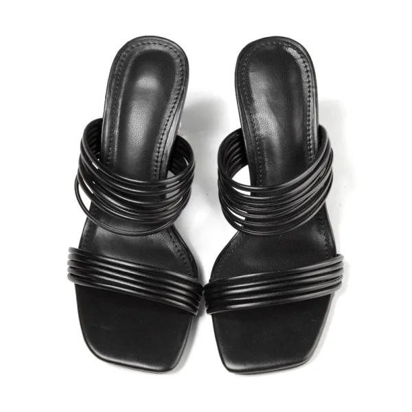 Modest / Simple Black Street Wear Womens Sandals 2021 7 cm Crystal Thick Heels Open / Peep Toe Sandals High Heels