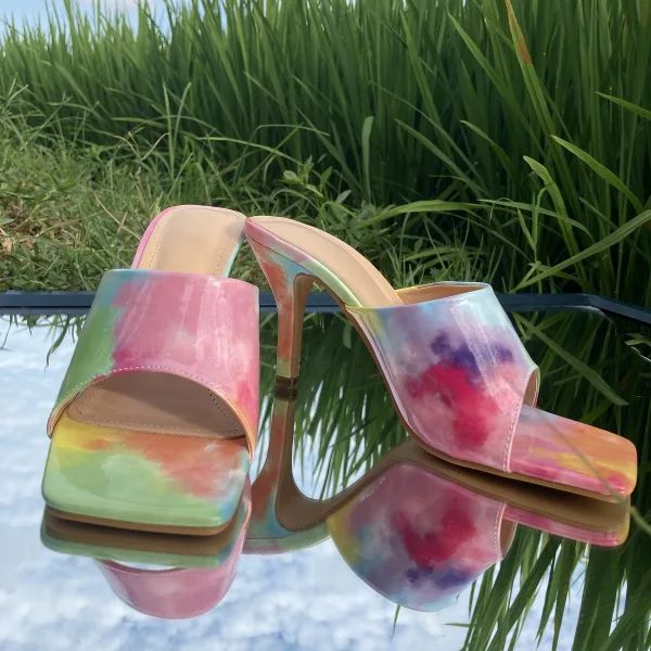 Chic / Beautiful Multi-Colors Street Wear Rainbow Womens Sandals 2021 7 cm Stiletto Heels Open / Peep Toe Sandals High Heels