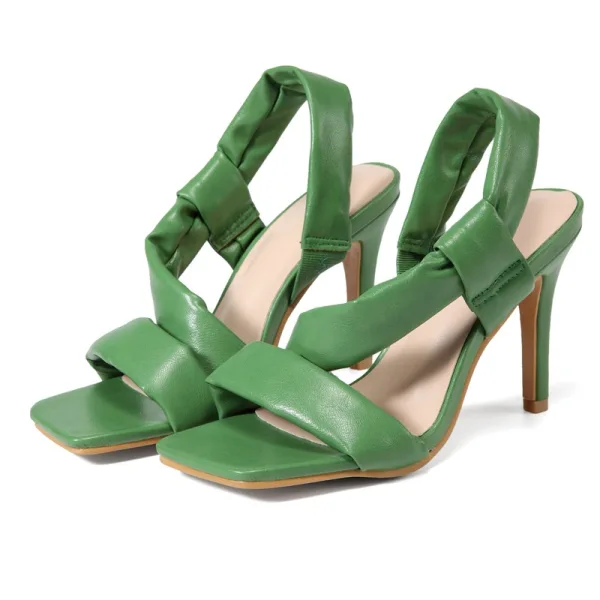 Enkla Casual Grön Sandaler Dam 2021 Ankelband 10 cm Stilettklackar Peep Toe Sandaler Högklackade