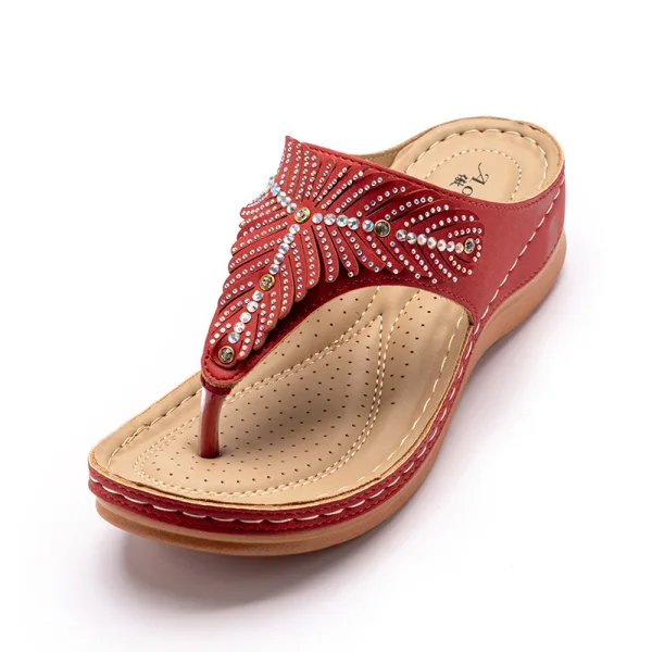 Bohemia Beige Beach Casual Rhinestone Slipper & Flip flops 2021 Open / Peep Toe Flat Womens Sandals