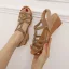 Vintage / Originale Marron Vacances Plage Tresser Sandales Femme 2021 5 cm Compensées Peep Toes / Bout Ouvert Sandales Talons Hauts