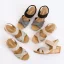 Fashion Champagne Street Wear Braid Womens Sandals 2021 5 cm Wedges Open / Peep Toe Sandals