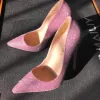 Charming Candy Pink Evening Party Pumps 2020 Glitter Sequins 12 cm Stiletto Heels Pointed Toe Pumps