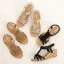Roman Fashion Brown Summer Street Wear Beach Rhinestone Womens Sandals 2021 T-Strap 5 cm Wedges Open / Peep Toe Sandals High Heels