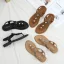 Bohême Été Noire Plage Plate Sandales Femme 2021 Faux Diamant T-Strap Peep Toes / Bout Ouvert Sandales